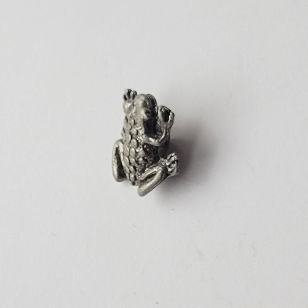Charm Frog Silver Pewter Animal Charm Figurine Jewelry Collectible Toad - Picture 3 of 10